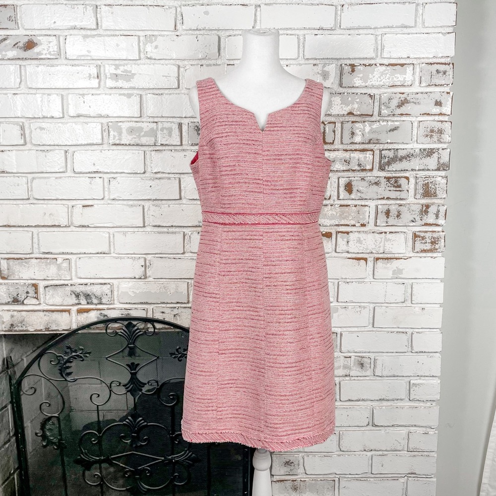 White House Black Market Pink Metallic Thread Tweed Mini Dress 10